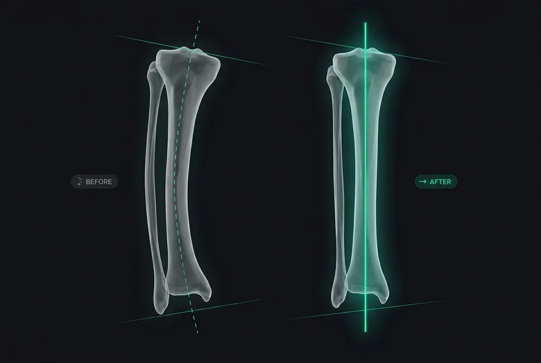 Paediatric lower-limb realignment illustration — bow-leg / Blount's correction