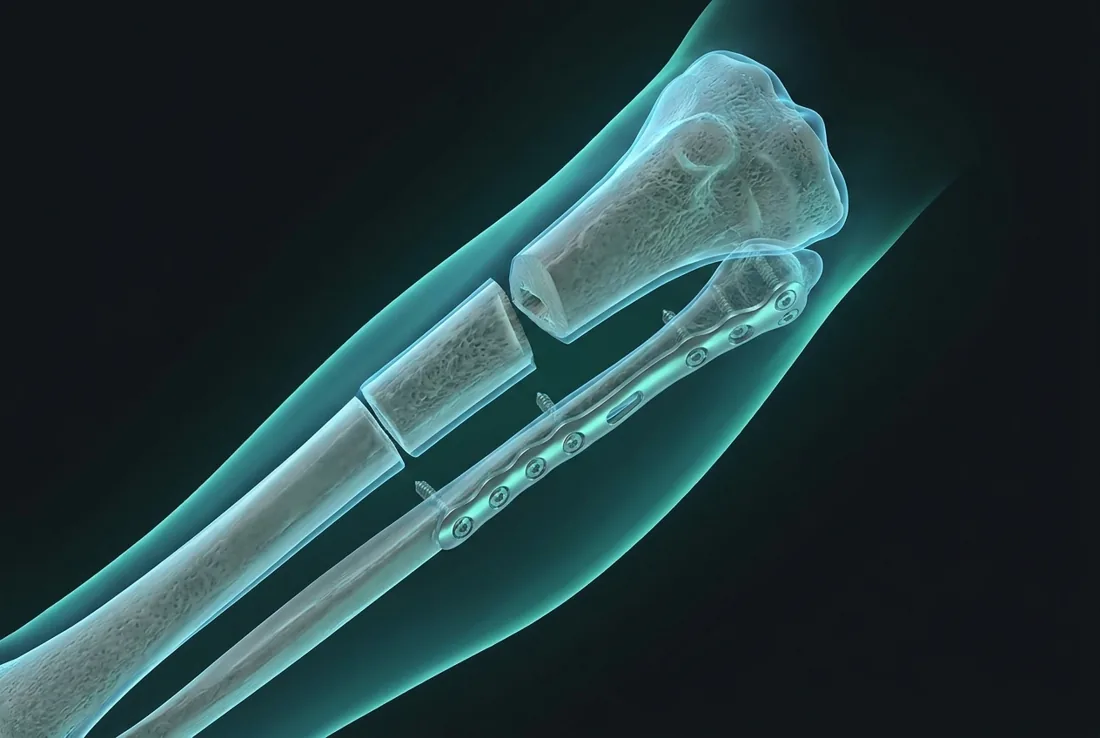 Osteotomy with fixation plate realigning the bone